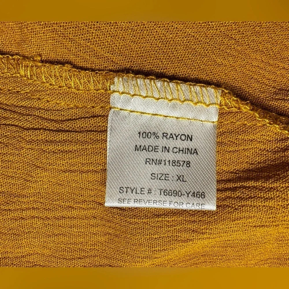 NWT Haute Project Los Angeles Mustard Yellow Boho Gauzy Kimono Cover Up Sz XL